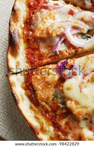 pizza with meat and onions