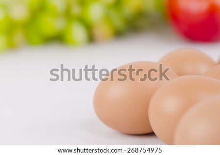 eggs  and fruits isolated on a white background