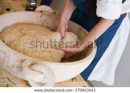 woman baking bread