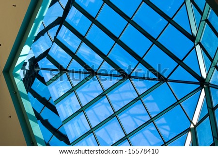 Angular glass panes in skylight