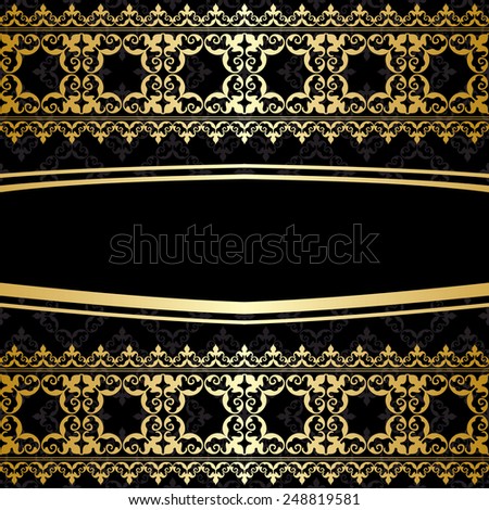 ornamental background with golden decorations - black card