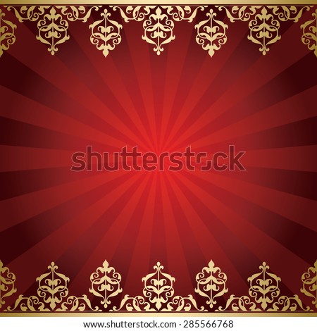 red background with golden vintage borders