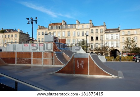 BORDEAUX, FRANCE, OCTOBER 18, 2013: Slide for skaters and cyclists in Bordeaux, France