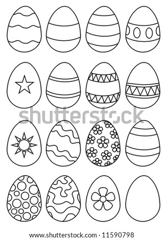 plain easter eggs to colour in. stock photo : 16 eggs ready to