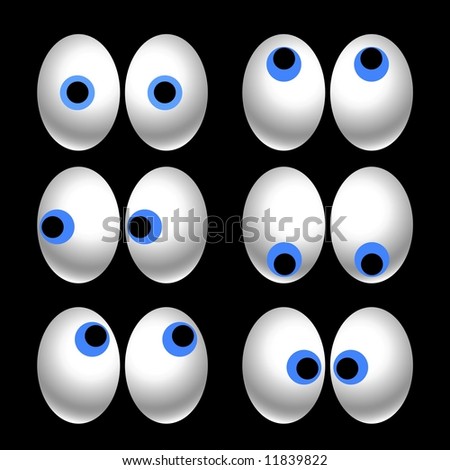 stock photo : Six pairs of cartoon eyes looking in different directions