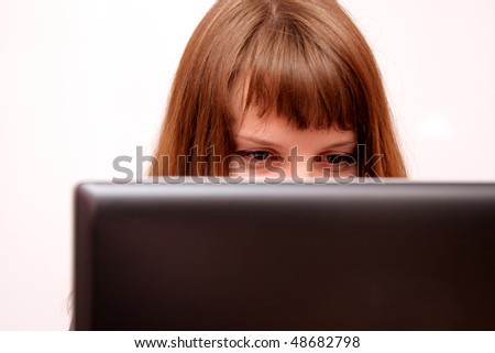 pretty lady is flirting on the computer