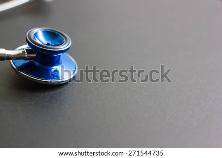 Stethoscope and blackboard, blank black board and stethoscope
