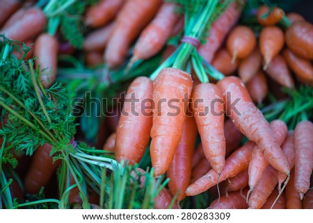 Organic carots in a market stall