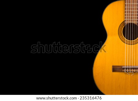 Classical guitar wallpaper isolated on  black  background for poster design