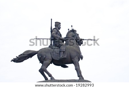 Man riding horse for war sculpture in thailand monument