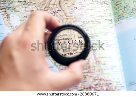Selective focus on antique map of Mexico