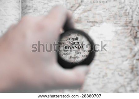 physical map of rwanda. stock photo : Selective focus on antique map of Rwanda