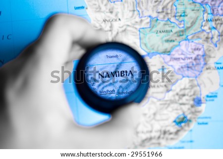 road map of namibia. stock photo : Selective focus on antique map of Namibia