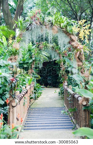 beautiful design of natural garden entrance path