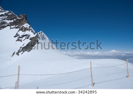 Summit of snow mountain in Switzerland in summer