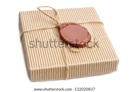 box with sealing wax on white