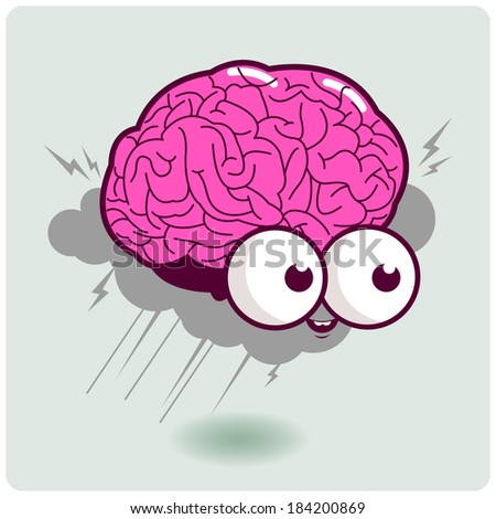 Brain storm cartoon character. Illustration of a cartoon brain thinking  hard and creating a brain storm. - Stock Image - Everypixel