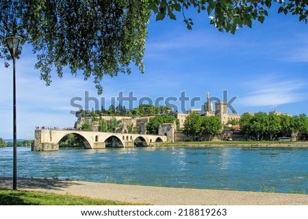 Avignon\'s bridge and The Popes Palace in Avignon ( city of Popes), France