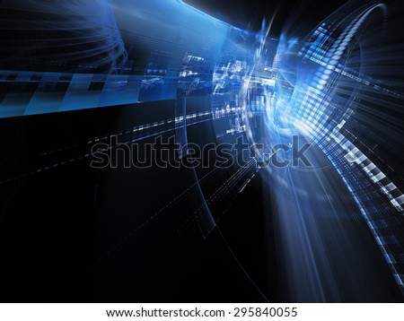 Abstract blue and black background design. Detailed computer graphics.