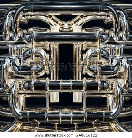 Detail of a fancy brass instrument