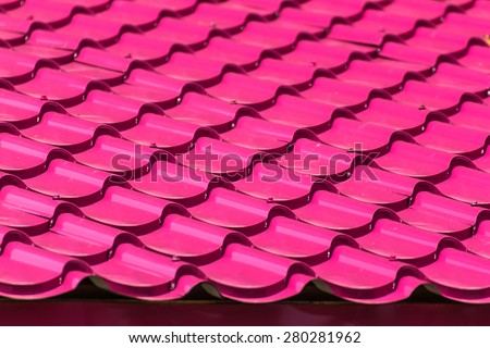 Pink tile roof closeup detail