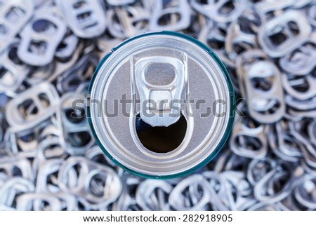 Metal cans and tins prepared for recycling