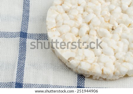 rice cake, puffed rice on table cloth