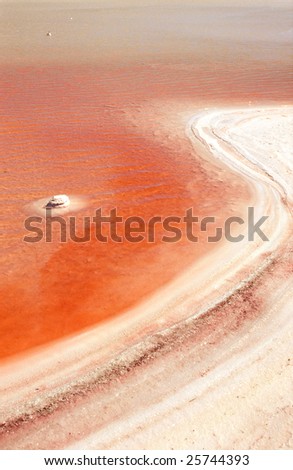 Mysterious red, landscape of salt in salines