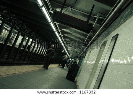 NY Subway with blank date/time sign