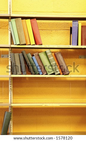 Colorful assortment of library books - no book titles are present