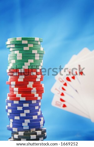 A stack of poker playing chips