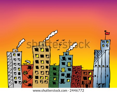 city skyline cartoon. vector of a city skyline