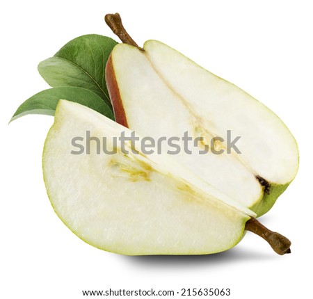 slices of pear isolated on the white background