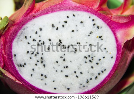Pitaya - dragon fruit. Dragon Fruit on a plate.
