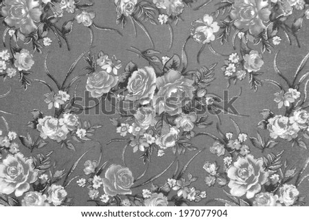 Gray rose fabric background, Fragment of gray retro tapestry text, For art texture and vintage border frame, Fragment of gray retro tapestry text