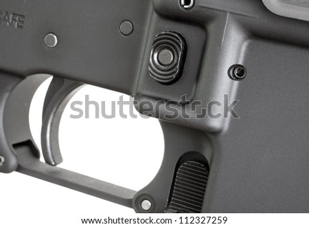 Button on an assault rifle designed to release the magazine