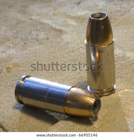 9 mm Luger ammunition topped with hollow points