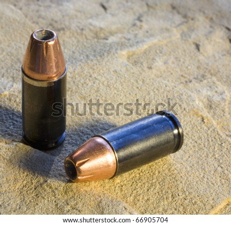 9 mm Luger catridges loaded with hollow points