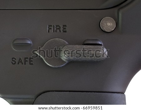 safety selected on the fire control switch on an assault rifle