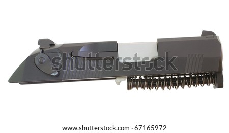 Slide, guide rod and spring that are from a handgun