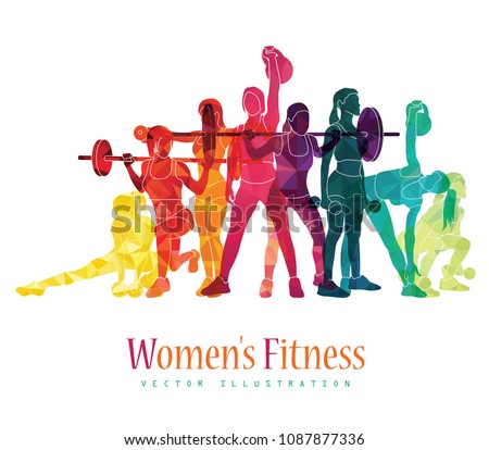 Girl sport. Girl fitness, gym, body-building, workout, powerlifting, crossfit. Healthy lifestyle. Vector illustration