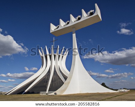 Brasilia, Brazil, July 6, 2014. Cathedral of Brasilia. Capitlal of Brazil.
