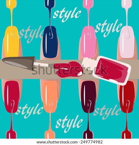 Set of multicolored nail polish brushes
