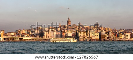 Istanbul skyline panorama. View of golden horn, Bosphorus and historical center of the city