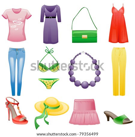 Lingerie Icon  on Clothes And Accessories Summer Icon Set  Isolated On White Background