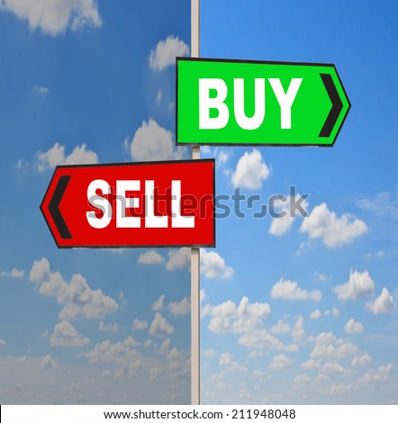 Buy and Sell directions. Opposite traffic sign.