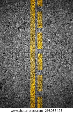 Lines and lane markings on the on asphalt road surface texture