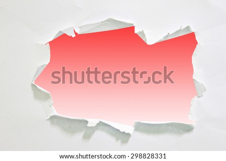 Red hole in the paper sheet, clipping path.