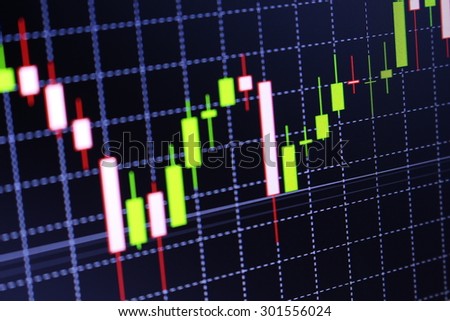 Stock market graph and bar chart price display. Abstract financial background trade colorful. Display of quotes pricing graph