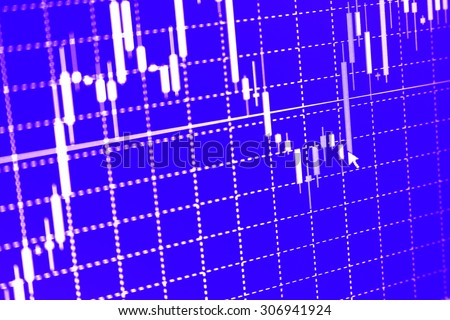 Stock market graph and bar chart price display. Abstract financial background trade colorful. Display of quotes pricing graph
